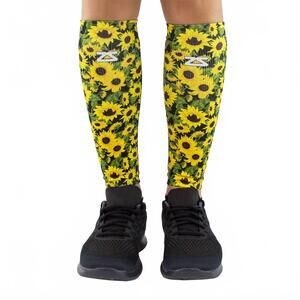 NEW ZENSAH print compression leg sleeves in sunflowers/black